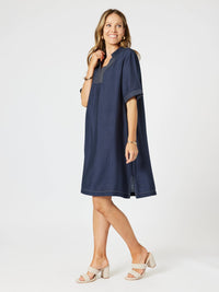 CLARITY_TOP STITCH DRESS NAVY _ TOP STITCH DRESS NAVY _ Ebony Boutique NZ
