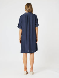 CLARITY_TOP STITCH DRESS NAVY _ TOP STITCH DRESS NAVY _ Ebony Boutique NZ