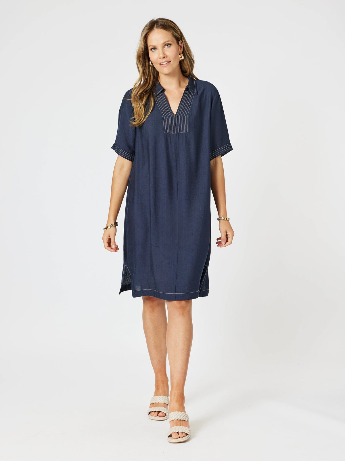 CLARITY_TOP STITCH DRESS NAVY _ TOP STITCH DRESS NAVY _ Ebony Boutique NZ
