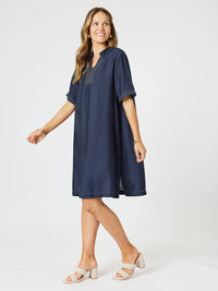 CLARITY_TOP STITCH DRESS NAVY _ TOP STITCH DRESS NAVY _ Ebony Boutique NZ