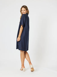 CLARITY_TOP STITCH DRESS NAVY _ TOP STITCH DRESS NAVY _ Ebony Boutique NZ