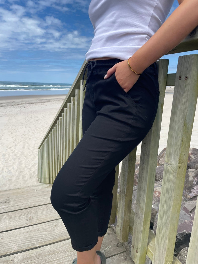 DUNE ROAD_7/8 CROP PANT WITH DRAWSTRING _ 7/8 CROP PANT WITH DRAWSTRING _ Ebony Boutique NZ