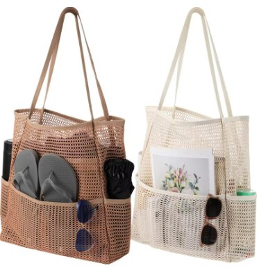 DUNE ROAD_BEACH BAG MESH WITH POCKETS BLACK _ BEACH BAG MESH WITH POCKETS BLACK _ Ebony Boutique NZ