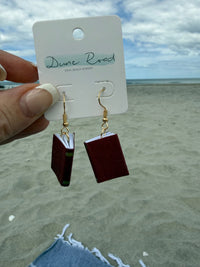 DUNE ROAD_BOOK EARRINGS BURGUNDY _ BOOK EARRINGS BURGUNDY _ Ebony Boutique NZ