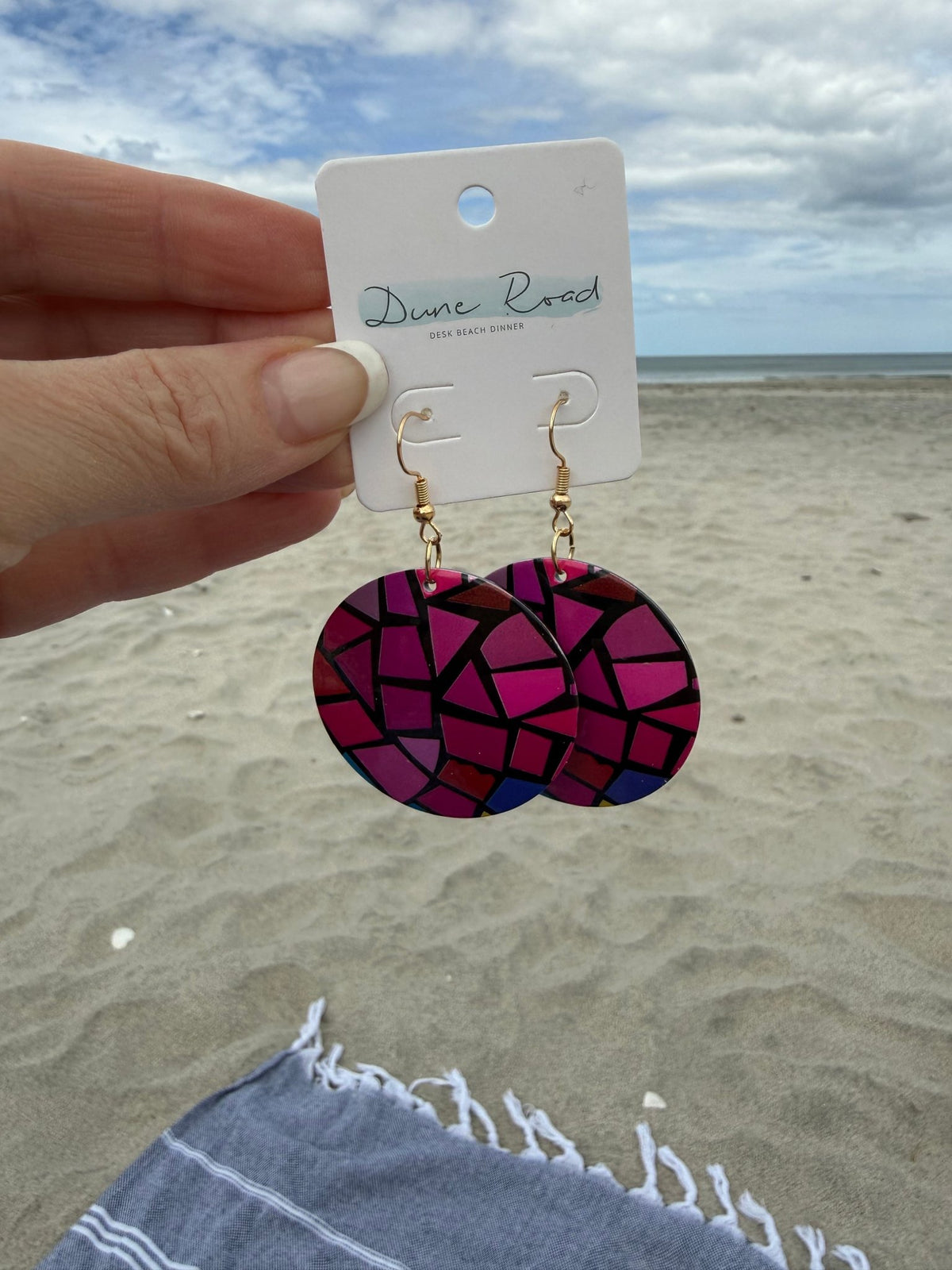 DUNE ROAD_CIRCULAR GEO EARRINGS PINK _ CIRCULAR GEO EARRINGS PINK _ Ebony Boutique NZ