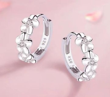 CRYSTAL STERLING SILVER FLOWER MINI HOOP EARRINGS_by_DUNE ROAD_women's_in_New Zealand_ _