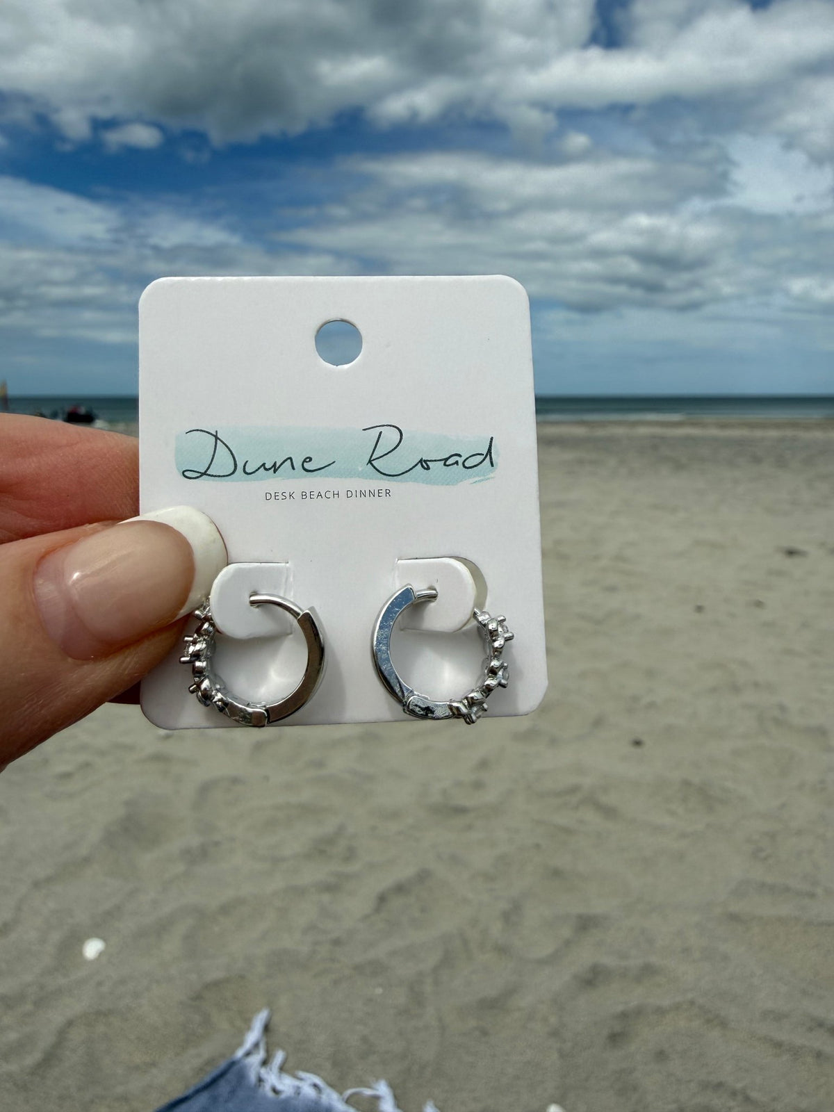DUNE ROAD_CRYSTAL STERLING SILVER FLOWER MINI HOOP EARRINGS _ CRYSTAL STERLING SILVER FLOWER MINI HOOP EARRINGS _ Ebony Boutique NZ
