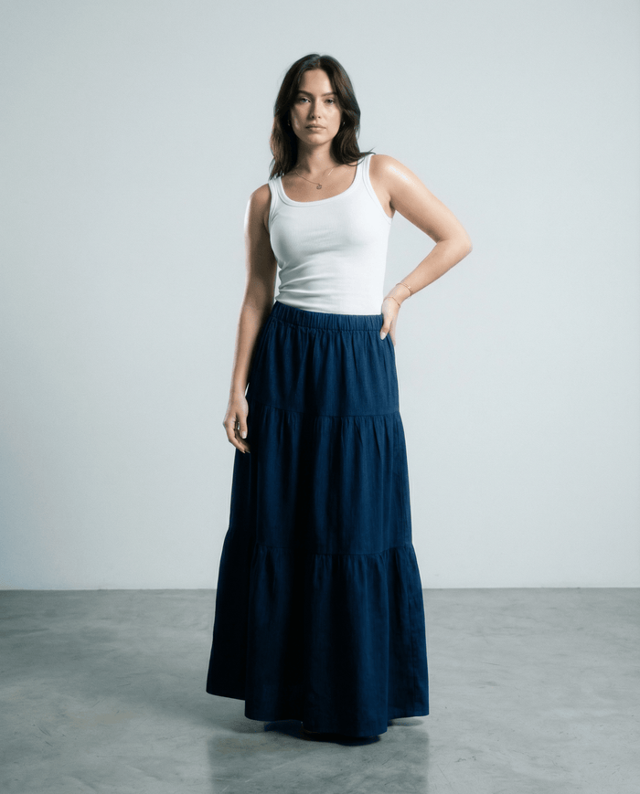 DUNE ROAD DENIM TIERED MAXI SKIRT_by_DUNE ROAD_women's_in_New Zealand_ DUNE ROAD DENIM TIERED MAXI SKIRT _