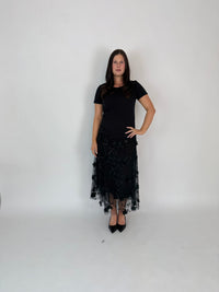 DUNE ROAD_FAIRYTALE FLORAL TULLE MESH SKIRT BLACK _ FAIRYTALE FLORAL TULLE MESH SKIRT BLACK _ Ebony Boutique NZ