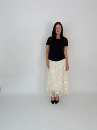 DUNE ROAD_FAIRYTALE FLORAL TULLE MESH SKIRT IVORY _ FAIRYTALE FLORAL TULLE MESH SKIRT IVORY _ Ebony Boutique NZ