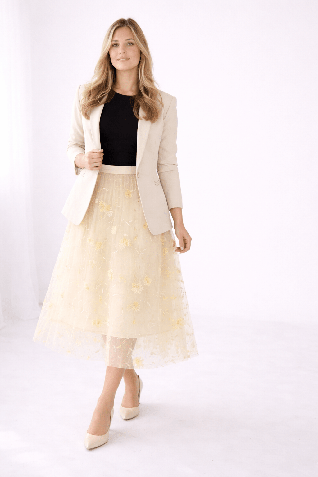 FAIRYTALE FLORAL TULLE MESH SKIRT IVORY_by_DUNE ROAD_women's_in_New Zealand_ FAIRYTALE FLORAL TULLE MESH SKIRT IVORY _