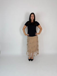 DUNE ROAD_FAIRYTALE FLORAL TULLE MESH SKIRT LATTE _ FAIRYTALE FLORAL TULLE MESH SKIRT LATTE _ Ebony Boutique NZ