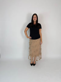 DUNE ROAD_FAIRYTALE FLORAL TULLE MESH SKIRT LATTE _ FAIRYTALE FLORAL TULLE MESH SKIRT LATTE _ Ebony Boutique NZ