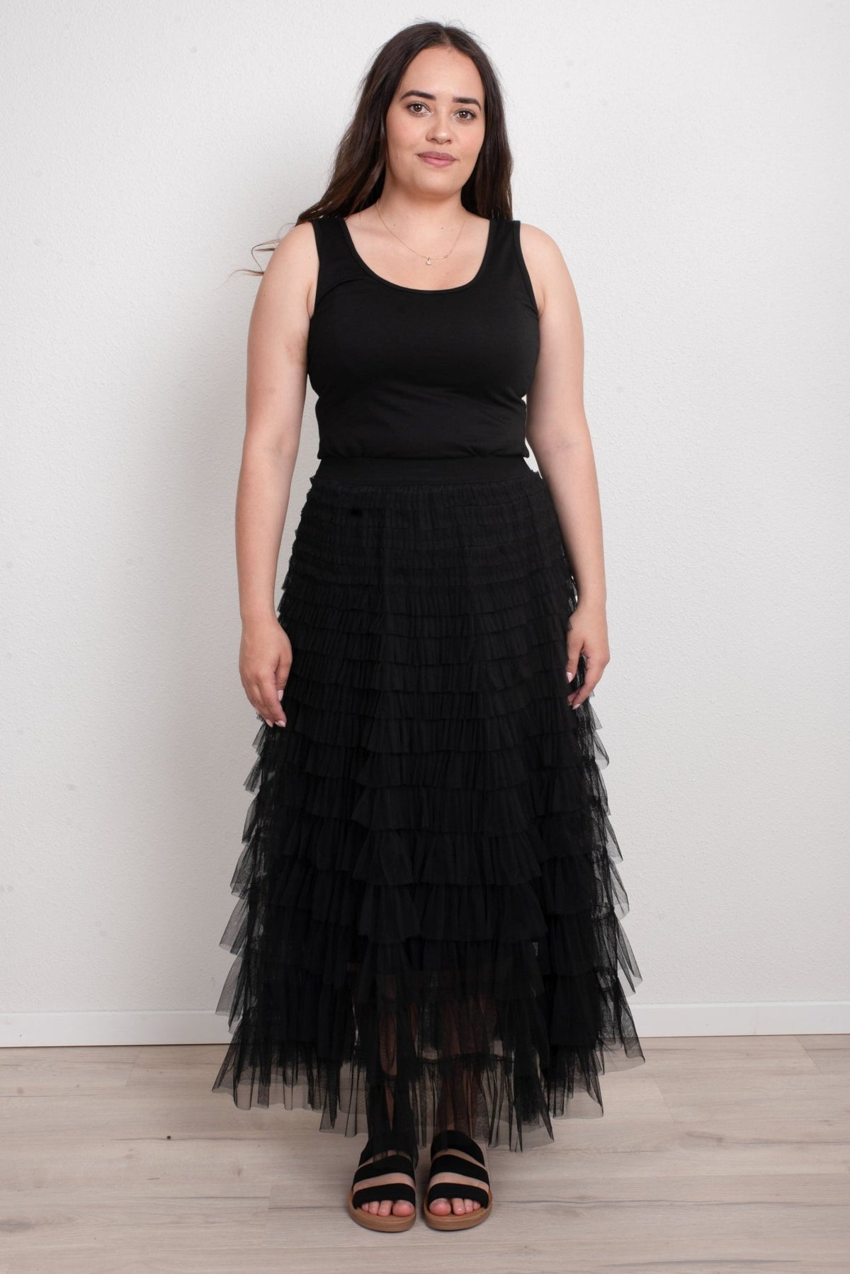 DUNE ROAD_FAIRYTALE TIERED RUFFLE TULLE MESH SKIRT BLACK _ FAIRYTALE TIERED RUFFLE TULLE MESH SKIRT BLACK _ Ebony Boutique NZ