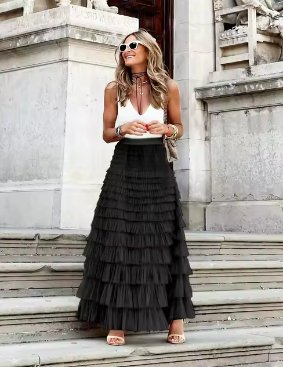 DUNE ROAD_FAIRYTALE TIERED RUFFLE TULLE MESH SKIRT BLACK _ FAIRYTALE TIERED RUFFLE TULLE MESH SKIRT BLACK _ Ebony Boutique NZ