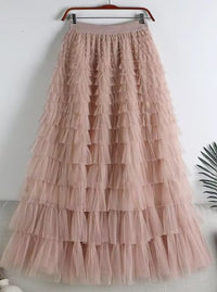 DUNE ROAD_FAIRYTALE TIERED RUFFLE TULLE MESH SKIRT PINK _ FAIRYTALE TIERED RUFFLE TULLE MESH SKIRT PINK _ Ebony Boutique NZ