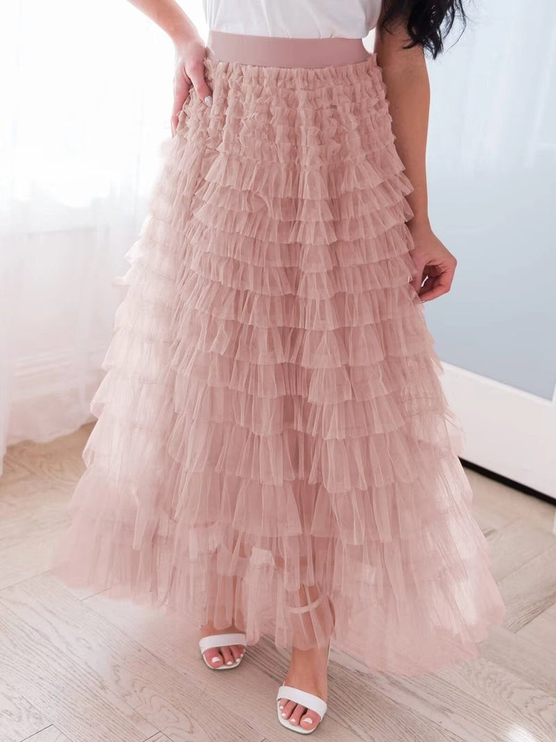 DUNE ROAD_FAIRYTALE TIERED RUFFLE TULLE MESH SKIRT PINK _ FAIRYTALE TIERED RUFFLE TULLE MESH SKIRT PINK _ Ebony Boutique NZ