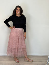 DUNE ROAD_FAIRYTALE TIERED RUFFLE TULLE MESH SKIRT PINK _ FAIRYTALE TIERED RUFFLE TULLE MESH SKIRT PINK _ Ebony Boutique NZ