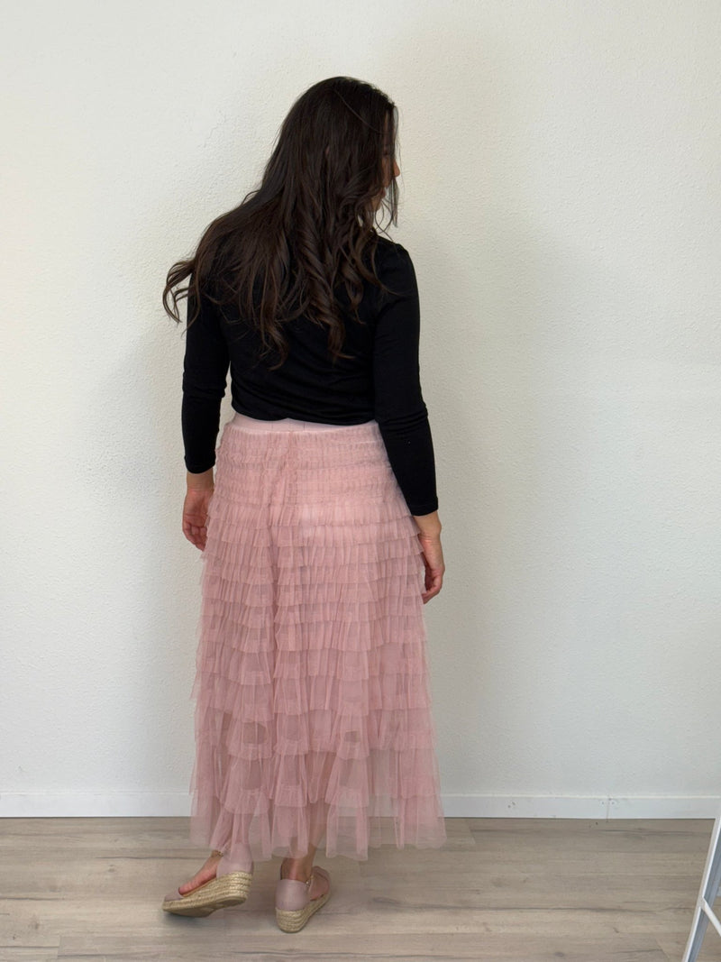 DUNE ROAD_FAIRYTALE TIERED RUFFLE TULLE MESH SKIRT PINK _ FAIRYTALE TIERED RUFFLE TULLE MESH SKIRT PINK _ Ebony Boutique NZ