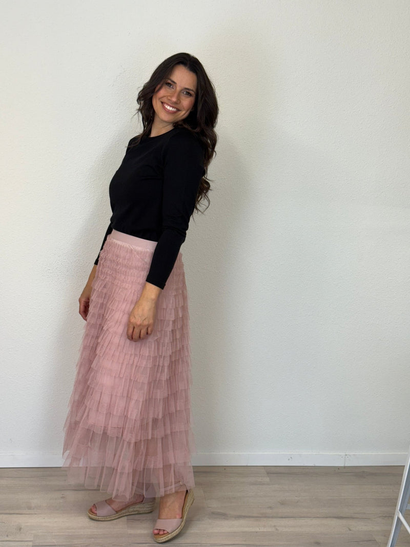 DUNE ROAD_FAIRYTALE TIERED RUFFLE TULLE MESH SKIRT PINK _ FAIRYTALE TIERED RUFFLE TULLE MESH SKIRT PINK _ Ebony Boutique NZ