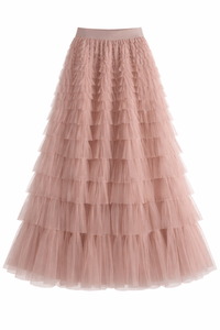 DUNE ROAD_FAIRYTALE TIERED RUFFLE TULLE MESH SKIRT PINK _ FAIRYTALE TIERED RUFFLE TULLE MESH SKIRT PINK _ Ebony Boutique NZ