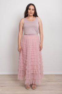 FAIRYTALE TIERED RUFFLE TULLE MESH SKIRT PINK_by_DUNE ROAD_women's_in_New Zealand_ FAIRYTALE TIERED RUFFLE TULLE MESH SKIRT PINK _