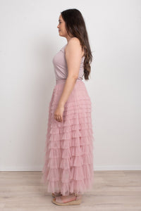 FAIRYTALE TIERED RUFFLE TULLE MESH SKIRT PINK_by_DUNE ROAD_women's_in_New Zealand_ FAIRYTALE TIERED RUFFLE TULLE MESH SKIRT PINK _