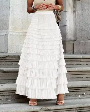 DUNE ROAD_FAIRYTALE TIERED RUFFLE TULLE MESH SKIRT WHITE _ FAIRYTALE TIERED RUFFLE TULLE MESH SKIRT WHITE _ Ebony Boutique NZ