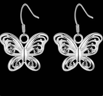 DUNE ROAD_FILAGREE BUTTERFLY DROP STERLING SILVER EARRINGS _ FILAGREE BUTTERFLY DROP STERLING SILVER EARRINGS _ Ebony Boutique NZ