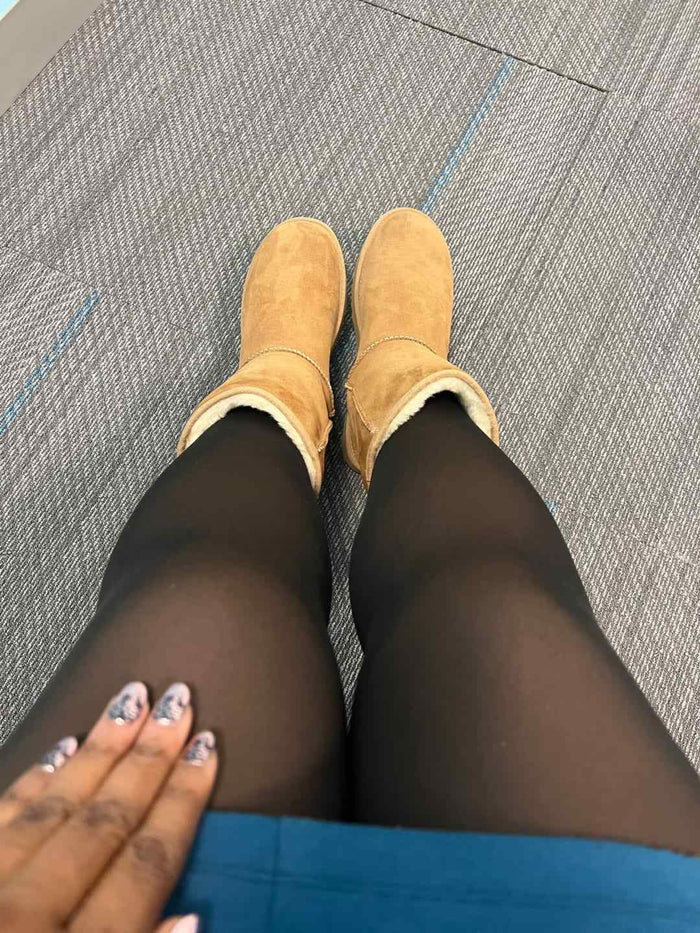 DUNE ROAD_GLOW FIT FLEECE LINED THERMAL TIGHTS CURVE + TALL SINGLE SEAM CARAMEL/BLACK _ GLOW FIT FLEECE LINED THERMAL TIGHTS CURVE + TALL SINGLE SEAM CARAMEL/BLACK _ Ebony Boutique NZ