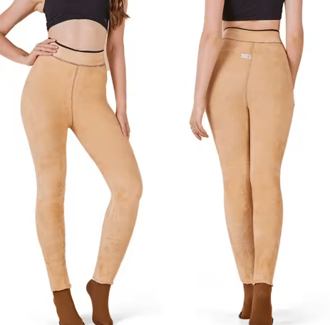 DUNE ROAD_GLOW FIT FLEECE LINED THERMAL TIGHTS PLUS SIZE SINGLE SEAM NUDE/BLACK _ GLOW FIT FLEECE LINED THERMAL TIGHTS PLUS SIZE SINGLE SEAM NUDE/BLACK _ Ebony Boutique NZ