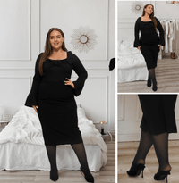 DUNE ROAD_GLOW FIT FLEECE LINED THERMAL TIGHTS PLUS SIZE SINGLE SEAM NUDE/BLACK _ GLOW FIT FLEECE LINED THERMAL TIGHTS PLUS SIZE SINGLE SEAM NUDE/BLACK _ Ebony Boutique NZ
