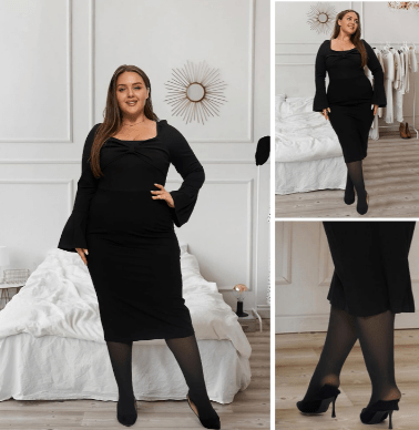DUNE ROAD_GLOW FIT FLEECE LINED THERMAL TIGHTS PLUS SIZE SINGLE SEAM NUDE/BLACK _ GLOW FIT FLEECE LINED THERMAL TIGHTS PLUS SIZE SINGLE SEAM NUDE/BLACK _ Ebony Boutique NZ