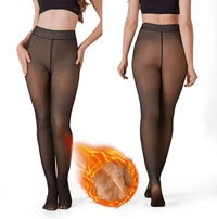 DUNE ROAD_GLOW FIT FLEECE LINED THERMAL TIGHTS PLUS SIZE SINGLE SEAM NUDE/BLACK _ GLOW FIT FLEECE LINED THERMAL TIGHTS PLUS SIZE SINGLE SEAM NUDE/BLACK _ Ebony Boutique NZ
