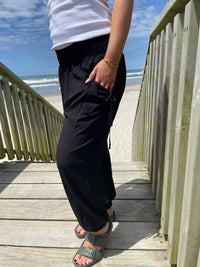 DUNE ROAD_HAREM PANT VISCOSE TIE UP POCKET BLACK _ HAREM PANT VISCOSE TIE UP POCKET BLACK _ Ebony Boutique NZ