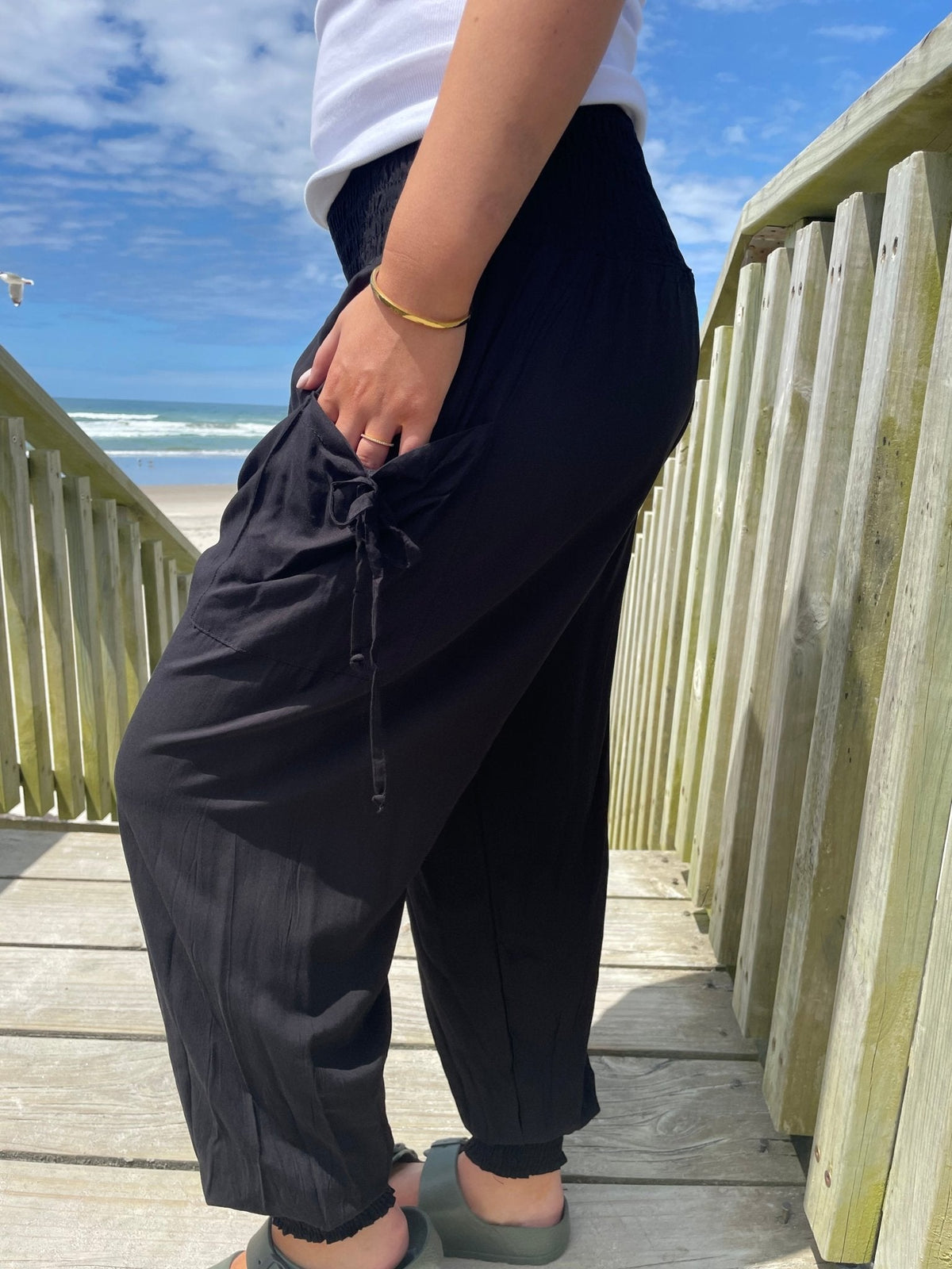 HAREM PANT VISCOSE TIE UP POCKET BLACK_by_DUNE ROAD_women's_in_New Zealand_ DUNE ROAD_HAREM PANT VISCOSE TIE UP POCKET BLACK _ HAREM PANT VISCOSE TIE UP POCKET BLACK _ Ebony Boutique NZ _