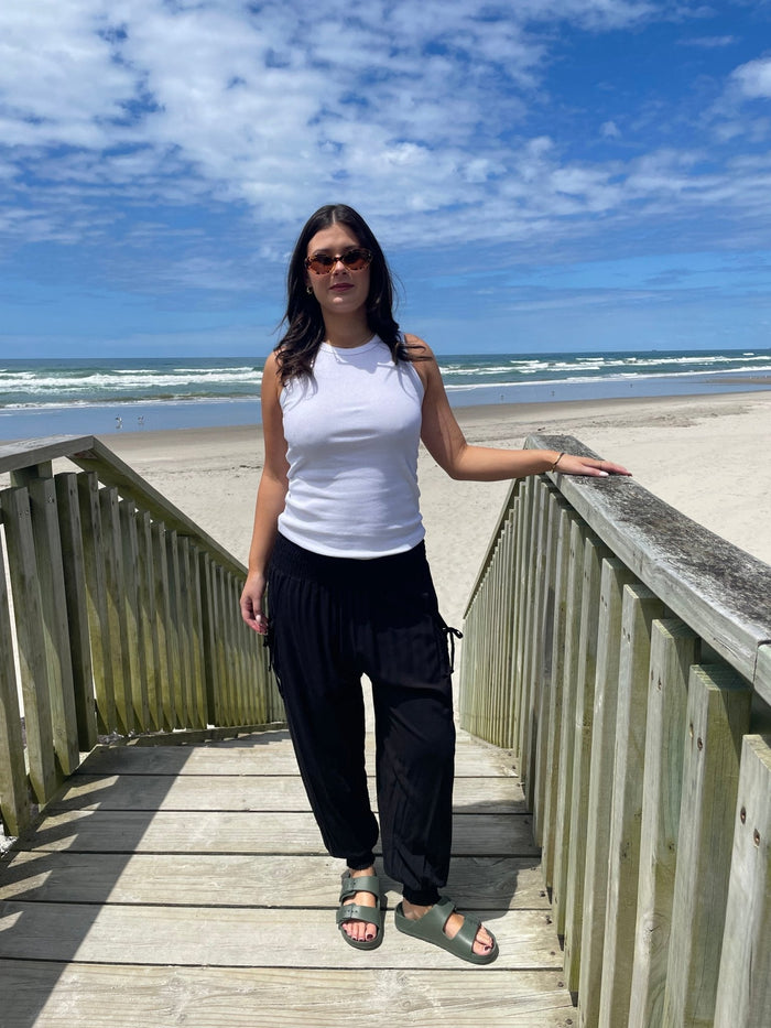 HAREM PANT VISCOSE TIE UP POCKET BLACK_by_DUNE ROAD_women's_in_New Zealand_ DUNE ROAD_HAREM PANT VISCOSE TIE UP POCKET BLACK _ HAREM PANT VISCOSE TIE UP POCKET BLACK _ Ebony Boutique NZ _