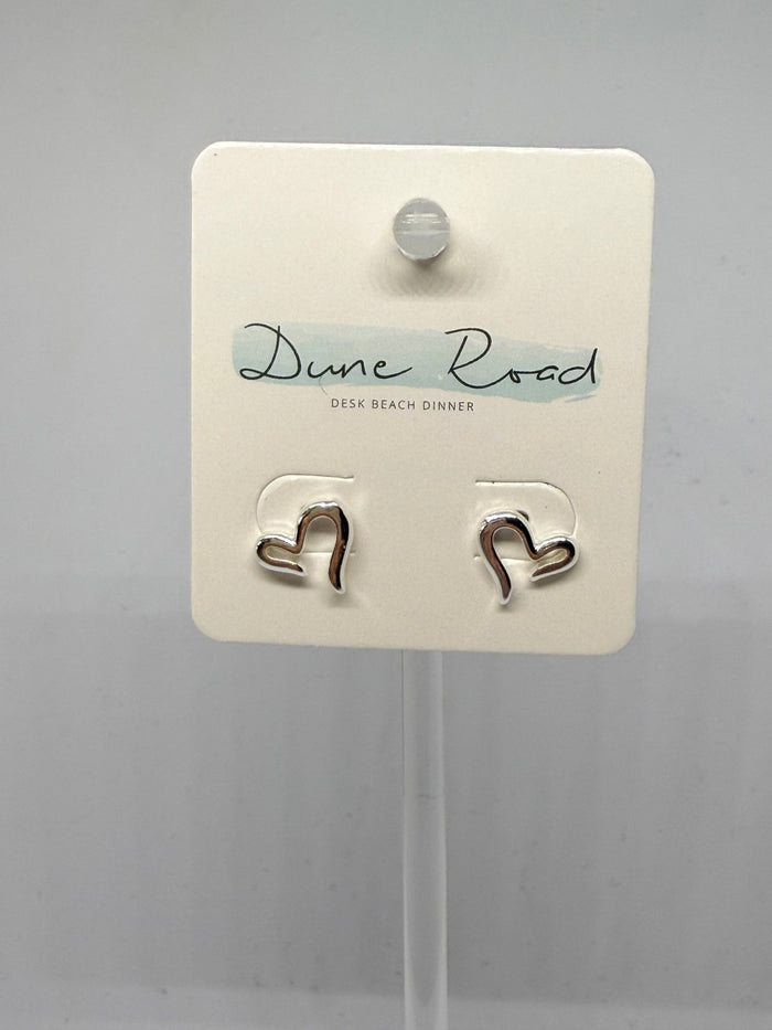 DUNE ROAD_HEART OUTLINE SILVER EARRINGS STUD _ HEART OUTLINE SILVER EARRINGS STUD _ Ebony Boutique NZ