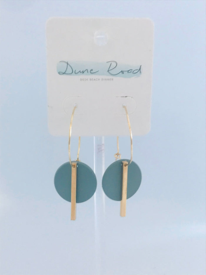 DUNE ROAD_HOOP RESIN CIRCLE GOLD BAR EARRINGS DUCK EGG _ HOOP RESIN CIRCLE GOLD BAR EARRINGS DUCK EGG _ Ebony Boutique NZ