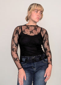 DUNE ROAD_MESH LACE HIGH NECK TOP BLACK _ MESH LACE HIGH NECK TOP BLACK _ Ebony Boutique NZ