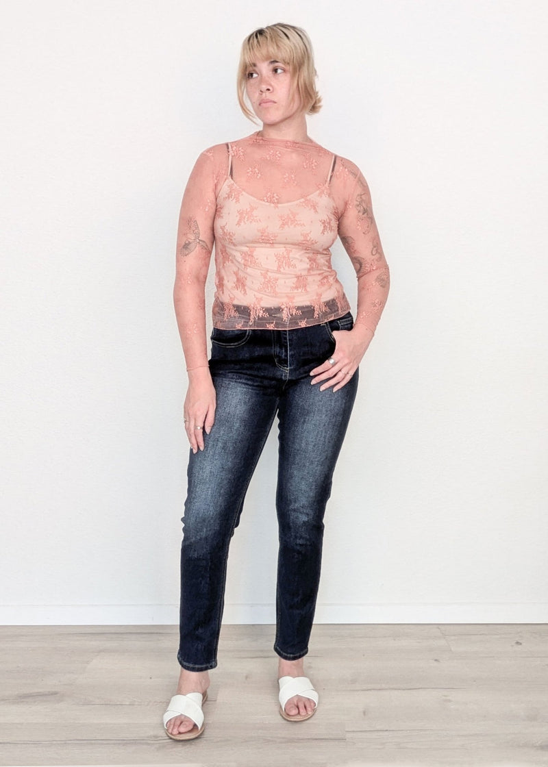 DUNE ROAD_MESH LACE HIGH NECK TOP COPPER _ MESH LACE HIGH NECK TOP COPPER _ Ebony Boutique NZ