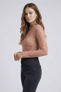 MESH LACE HIGH NECK TOP COPPER_by_DUNE ROAD_women's_in_New Zealand_ MESH LACE HIGH NECK TOP COPPER _