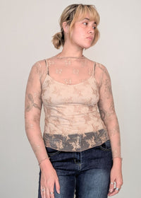 DUNE ROAD_MESH LACE HIGH NECK TOP LATTE _ MESH LACE HIGH NECK TOP LATTE _ Ebony Boutique NZ