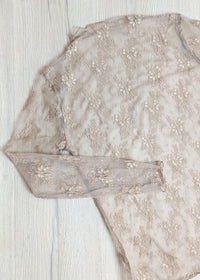 DUNE ROAD_MESH LACE HIGH NECK TOP LATTE _ MESH LACE HIGH NECK TOP LATTE _ Ebony Boutique NZ