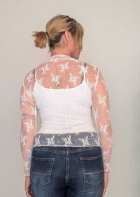 DUNE ROAD_MESH LACE HIGH NECK TOP WHITE _ MESH LACE HIGH NECK TOP WHITE _ Ebony Boutique NZ