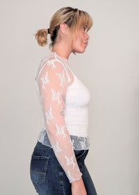 DUNE ROAD_MESH LACE HIGH NECK TOP WHITE _ MESH LACE HIGH NECK TOP WHITE _ Ebony Boutique NZ