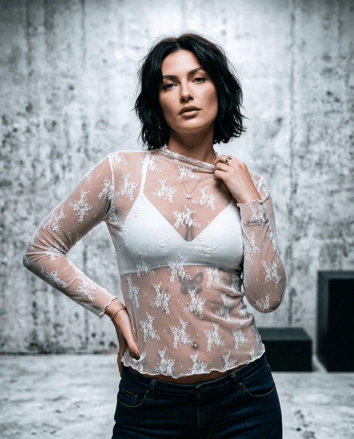 MESH LACE HIGH NECK TOP WHITE_by_DUNE ROAD_women's_in_New Zealand_ MESH LACE HIGH NECK TOP WHITE _