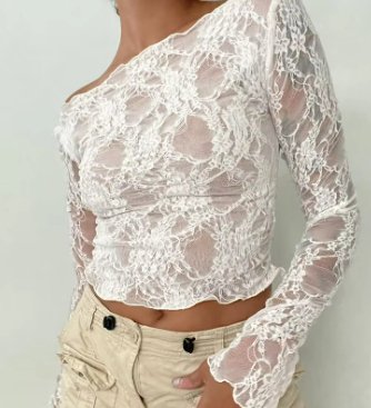 DUNE ROAD_MESH LACE SCOOP NECK CROP TOP WHITE _ MESH LACE SCOOP NECK CROP TOP WHITE _ Ebony Boutique NZ