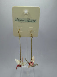 DUNE ROAD_ORIGAMI PAPER CRANE EARRINGS PINK / WHITE _ ORIGAMI PAPER CRANE EARRINGS PINK / WHITE _ Ebony Boutique NZ