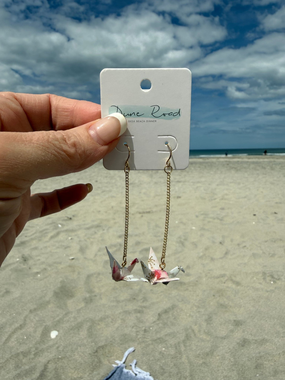 DUNE ROAD_ORIGAMI PAPER CRANE EARRINGS PINK / WHITE _ ORIGAMI PAPER CRANE EARRINGS PINK / WHITE _ Ebony Boutique NZ